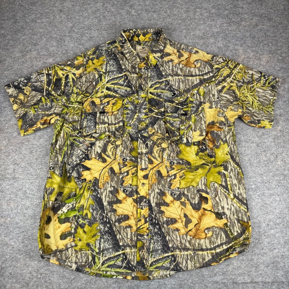 Mossy Oak Obsession Button Down Shirt Vented Camouflage Camo Pockets Mens XL
